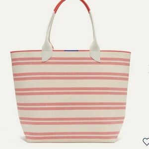 Rothy's Coral White Striped Tote Bag